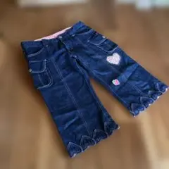 最終価格♡メゾピアノ レア 裾ハートデニムハーフパンツ140