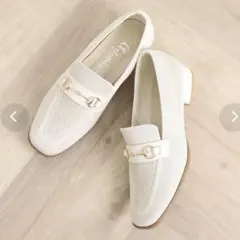 ニット素材ローファー (アイボリー) 【超美品】のサムネイル