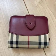 Burberry 二つ折り財布 赤 ベージュ チェック