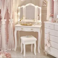 家具 スノーホワイト プリンセス ドレッサーセット スツール付 - メルカリ