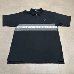 Fred Perry フレッドペリー　ポロシャツ　半袖　ライン　日本製　黒　L