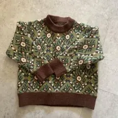 グリーン×ブラウン セーター 4Y