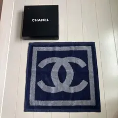 新品 CHANEL ハンドタオル ハンカチ CCマーク ネイビー×グレー - メルカリ