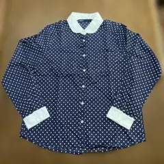 AS KNOW AS ドット柄 長袖シャツ ネイビー Mサイズのサムネイル