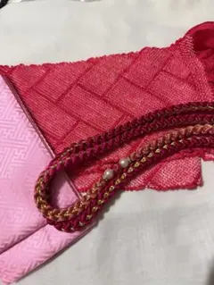 ピンク 帯揚げ 帯締め　重ね襟セット