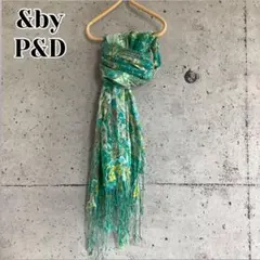新品【&by P&D】緑系ペイズリー花柄ストール