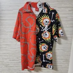 y2k ASIDE 半袖シャツ ドクロ