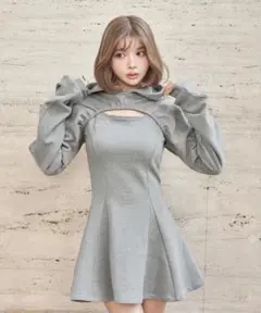 Darich ショートフーディスウェットミニワンピース　グレー