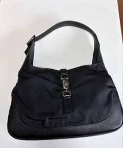 極美品 GUCCI ジャッキー ナイロン レザー ブラック