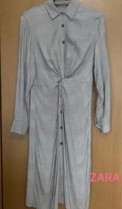 ZARA チェック柄 シャツワンピース 長袖　xs