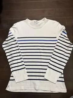 UNIQLO M 七分・長袖カットソー ストライプ　白　ロンT ボーダー