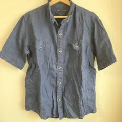 MEN'S MELROSE 半袖リネンシャツ ネイビー サイズLのサムネイル