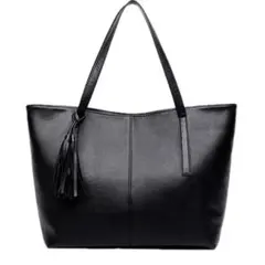 トートバッグ ブラック 黒 ビジネスバッグ タッセル付き レザー 通勤