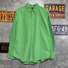 Ralph Lauren BDシャツ L グリーン ポニー刺繍 ラルフローレン