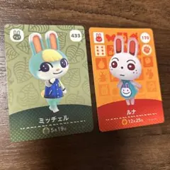 amiiboカード　2枚　ミッチェル　ルナ アミーボ どうぶつの森