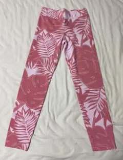 adidas ピンク葉柄 スパッツ 140cm