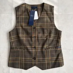 新品タグ付✨キャロウェイ チェック柄ベスト 茶系 L きれいめ ゴルフ