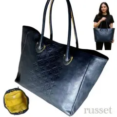 未使用級✨russet モノグラム トートバッグ レザー 肩掛け可　A4 自立