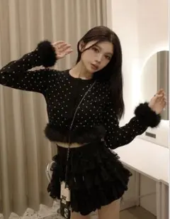 Darichドットジャガードフェザーニットトップス