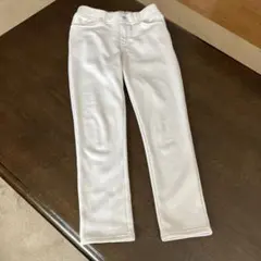 ホワイト フリース裏地 スリムフィットパンツ