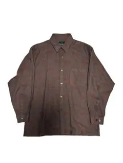 フルマーク 総柄シャツ モード 茶×エンジ 日本製 M 古着 アメカジレトロ