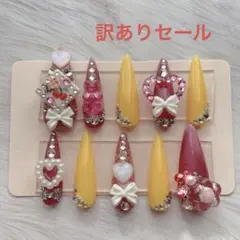 ギャルネイルチップ❤︎ゴテゴテ❤︎ガーリー❤︎スナ系❤︎推し❤︎訳ありセール❤︎淡色