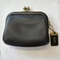 黒 レザー がま口 コインケース