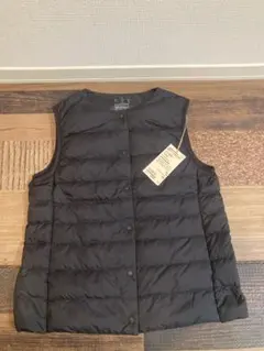 無印良品　ノーカラーダウンベスト　ポケッタブル　ダウン90% 黒　M