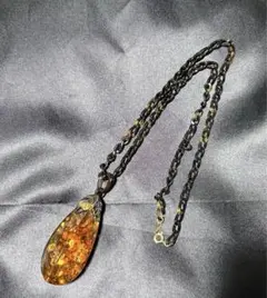 本日限定　琥珀の葉型トップ、鼈甲のネックレスセット