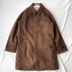 極美品 ビームスプラス ハリスツイード バルカラーコート ブラウン XL