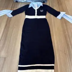 Royal Party ネイビー長袖ニットワンピース