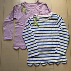 【美品】ベルメゾン　ミモザ　刺繍　長袖カットソー 2枚セット 120cm