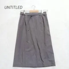 アンタイトル ひざ丈スカート ベルト付き グレー 2 M相当 無地 上品のサムネイル