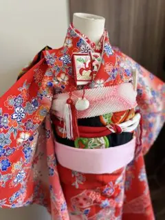高級 七五三 正絹 絵羽柄金駒刺繍着物 被布 草履 髪飾り 長襦袢 セット