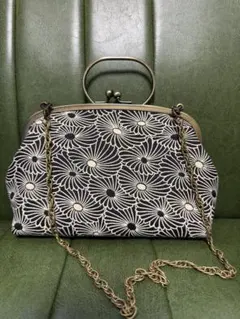 がま口バッグ 和装バッグ 花柄 レトロ ハンドバッグ