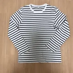 ユニクロ　ストライプ 長袖カットソー ホワイト　ブラック　Ｍサイズ