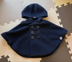 ミキハウス フード付きポンチョ ネイビー