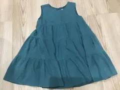 ディスコートミニ　140サイズ グリーン ノースリーブ ティアードワンピース