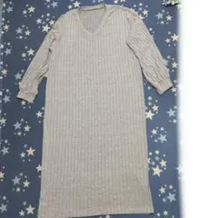 SHEIN ルームウェア マキシ丈 원피스 Vネック グレー XL ゆったり