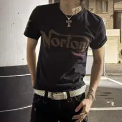 archive grunge T-shirt Norton logo BL57