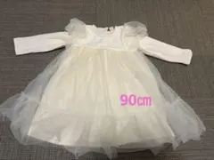 petit main プティマイン　チュール　ドレスワンピース 白　90㎝
