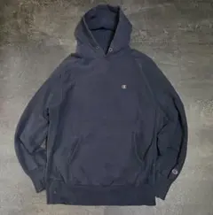 90s チャンピオン USA製 リバースウィーブ パーカー 目あり XL 紺色