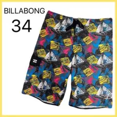 00s 【BILLABONG】 水着 サーフパンツ 総柄 スポーツ ハーフ