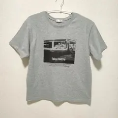 しまむら Linoluce フォトプリントTシャツ グレー Mサイズ リノルーセ