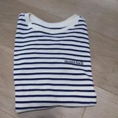 mont-bell 長袖カットソー 120 白/紺ストライプ