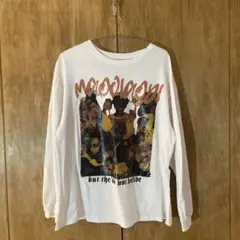 値下グラフィックプリント ホワイト長袖Tシャツ