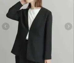 【美品】ノーカラーVネックロングジャケット DOORSのサムネイル