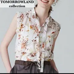 トゥモローランド♡ ブラッシュフラワープリントダブルカラーボウタイブラウス