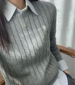 ポロ・ラルフ・ローレン ケーブルニット セーター グレー