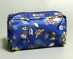 【レスポートサック】ポーチ　ナイロン　未使用美品　ブルー　花柄のサムネイル